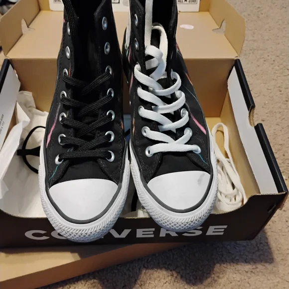 Converse Black and White High-Top Sneakers - Picture 2 of 6